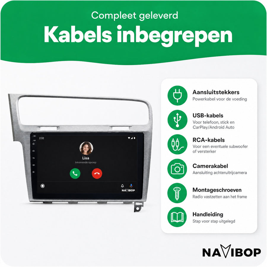 Volkswagen Golf Grijs | Autoradio | CarPlay & Android Auto | Android 15.0 | 2013 t/m 2020