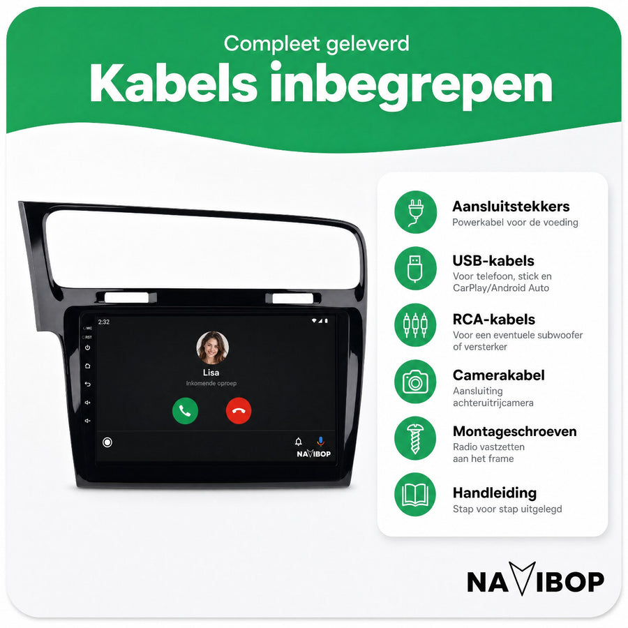 Volkswagen Golf Zwart | Autoradio | CarPlay & Android Auto | Android 15.0 | 2013 t/m 2020