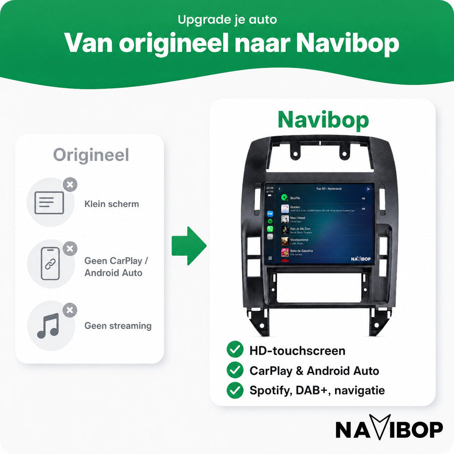 Volkswagen Polo Zwart | Autoradio | CarPlay & Android Auto | Android 15.0 | 2002 t/m 2009