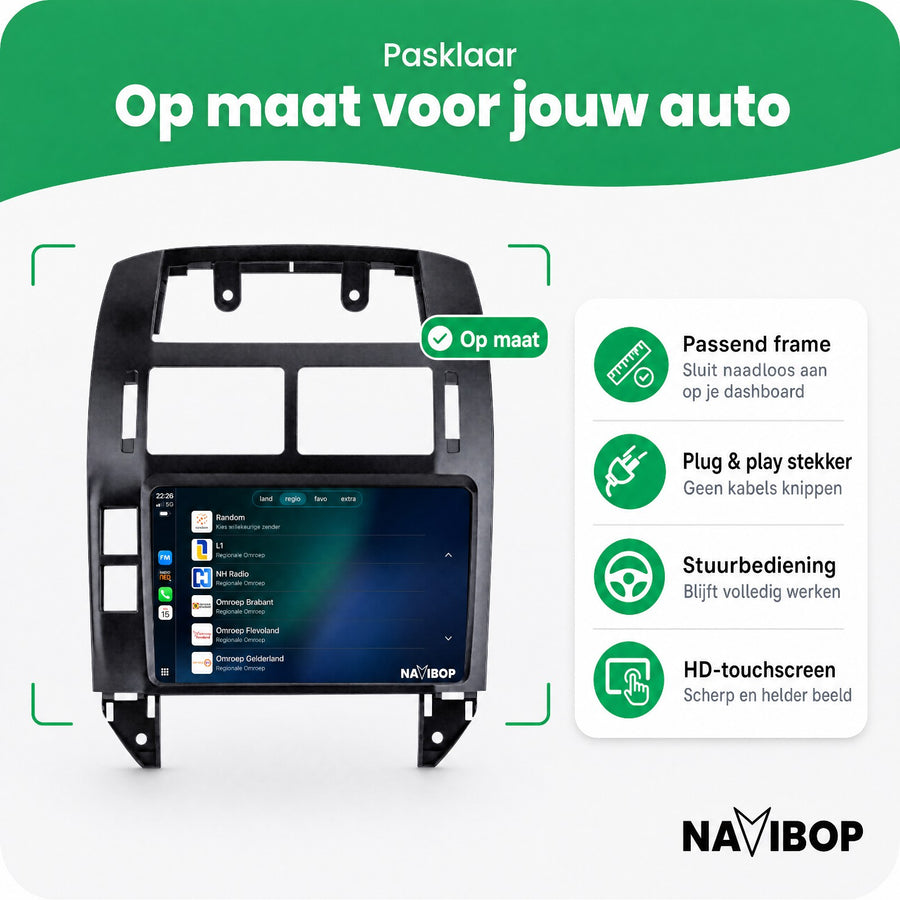 Volkswagen Polo Zwart | Autoradio | CarPlay & Android Auto | Android 15.0 | 2002 t/m 2009