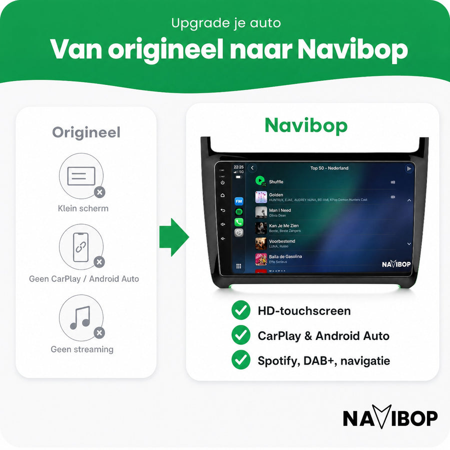 Volkswagen Polo + Glans 2013 Zwart | Autoradio | CarPlay & Android Auto | Android 15.0