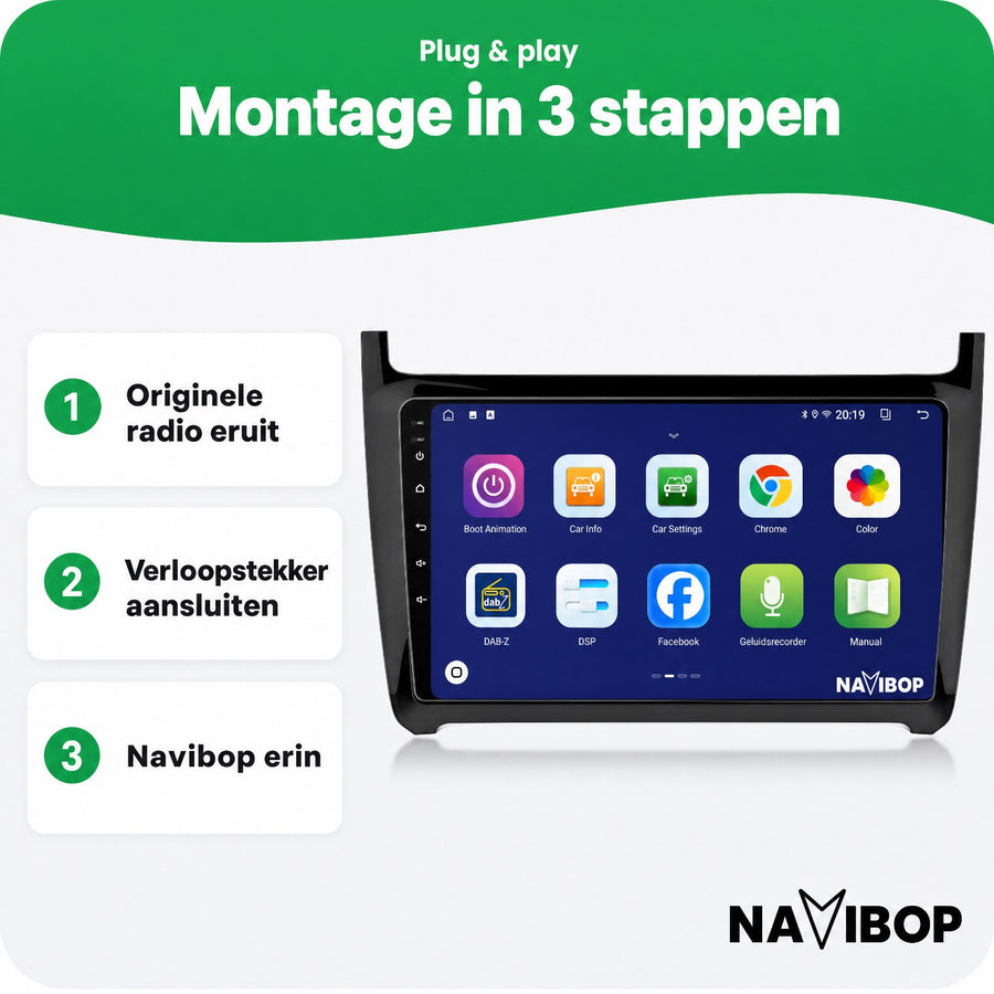 Volkswagen Polo + Glans 2013 Zwart | Autoradio | CarPlay & Android Auto | Android 15.0