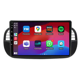Fiat 500 Zwart | Autoradio | CarPlay & Android Auto | Android 15.0 | 2005 t/m 2017